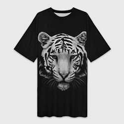 Женская длинная футболка Серый тигр