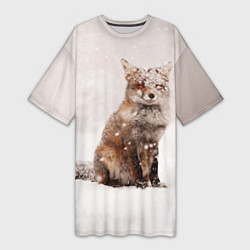 Женская длинная футболка Снежная лисица