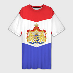 Футболка женская длинная Флаг и герб Голландии, цвет: 3D-принт