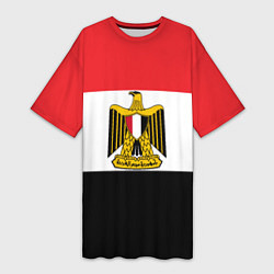 Футболка женская длинная Флаг и герб Египта, цвет: 3D-принт