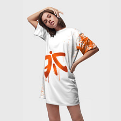 Футболка женская длинная Fnatic: White collection, цвет: 3D-принт — фото 2