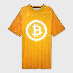 Футболка женская длинная Bitcoin Orange, цвет: 3D-принт