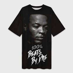 Футболка женская длинная Dr. Dre: 100% Beats, цвет: 3D-принт