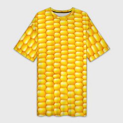 Футболка женская длинная Сладкая вареная кукуруза, цвет: 3D-принт