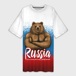Футболка женская длинная Russian Bear, цвет: 3D-принт