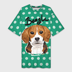 Женская длинная футболка Beagle Face