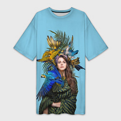 Футболка женская длинная Lana Del Rey: Tropical, цвет: 3D-принт