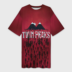 Футболка женская длинная Twin Peaks Wood, цвет: 3D-принт