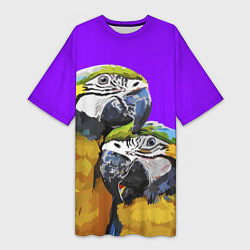 Женская длинная футболка Попугайчики