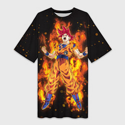 Футболка женская длинная Fire Goku, цвет: 3D-принт