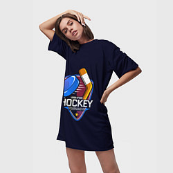 Футболка женская длинная Hockey Tournament, цвет: 3D-принт — фото 2