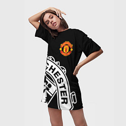 Футболка женская длинная Man United: Black Collection, цвет: 3D-принт — фото 2