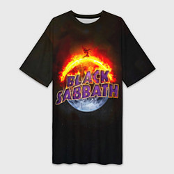 Женская длинная футболка Black Sabbath земля в огне