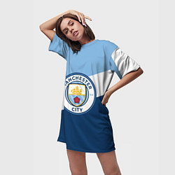 Футболка женская длинная FC Manchester City: Colors, цвет: 3D-принт — фото 2