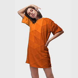 Футболка женская длинная Orange abstraction, цвет: 3D-принт — фото 2