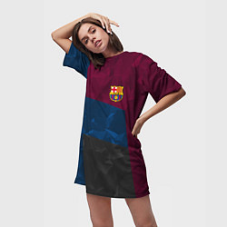 Футболка женская длинная FC Barcelona: Dark polygons, цвет: 3D-принт — фото 2