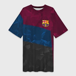 Женская длинная футболка FC Barcelona: Dark polygons