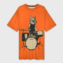 Женская длинная футболка Drums Fox