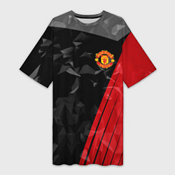 Футболка женская длинная FC Manchester United: Abstract, цвет: 3D-принт