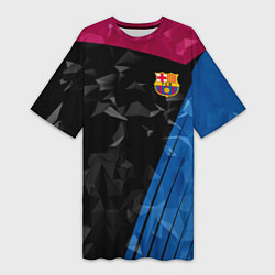 Футболка женская длинная FC Barcelona: Abstract, цвет: 3D-принт