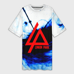 Женская длинная футболка Linkin Park blue smoke