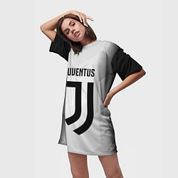 Футболка женская длинная FC Juventus: Silver Original, цвет: 3D-принт — фото 2