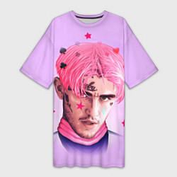 Футболка женская длинная Lil Peep: Pink Edition, цвет: 3D-принт