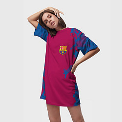 Футболка женская длинная FC Barcelona: Purple Original, цвет: 3D-принт — фото 2