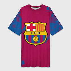 Футболка женская длинная FC Barcelona: Purple & Blue, цвет: 3D-принт