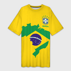 Женская длинная футболка Сборная Бразилии: желтая