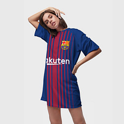 Футболка женская длинная FC Barcelona: Iniesta 17/18, цвет: 3D-принт — фото 2