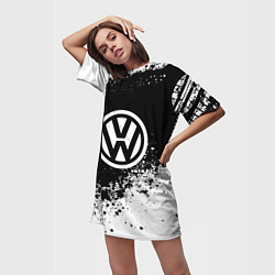Футболка женская длинная Volkswagen: Black Spray, цвет: 3D-принт — фото 2