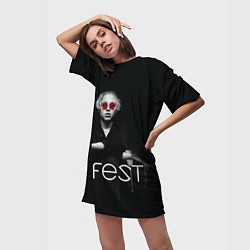 Футболка женская длинная T-Fest: Black Style, цвет: 3D-принт — фото 2