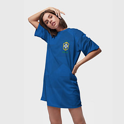 Футболка женская длинная Бразилия: Гостевая ЧМ-2018, цвет: 3D-принт — фото 2