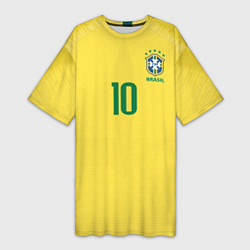 Женская длинная футболка Сборная Бразилии: Неймар ЧМ-2018 домашняя