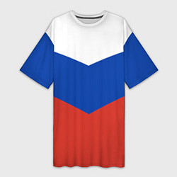 Футболка женская длинная Российский триколор, цвет: 3D-принт