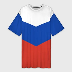 Женская длинная футболка Российский триколор