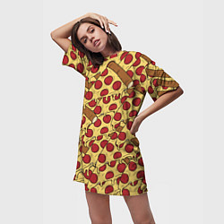Футболка женская длинная Любитель пиццы, цвет: 3D-принт — фото 2