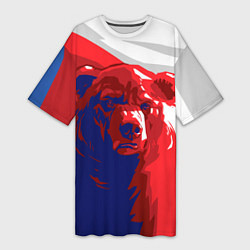 Женская длинная футболка Российский медведь