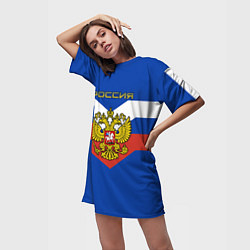 Футболка женская длинная Россия: Триколор, цвет: 3D-принт — фото 2