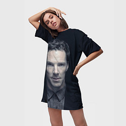 Футболка женская длинная Benedict Cumberbatch, цвет: 3D-принт — фото 2