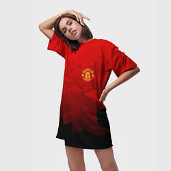 Футболка женская длинная FC Man UTD: Red Poly, цвет: 3D-принт — фото 2
