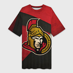 Футболка женская длинная HC Ottawa Senators: Old Style, цвет: 3D-принт