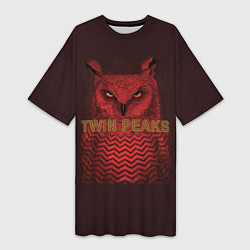 Футболка женская длинная Twin Peaks: Red Owl, цвет: 3D-принт