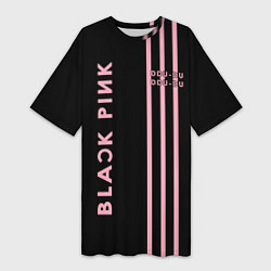 Футболка женская длинная Black Pink, цвет: 3D-принт