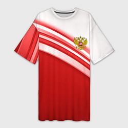Футболка женская длинная Россия: красная волна, цвет: 3D-принт