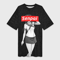 Футболка женская длинная Senpai: School Girl, цвет: 3D-принт