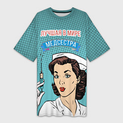 Женская длинная футболка Медсестра: поп-арт