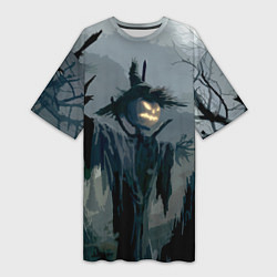 Женская длинная футболка Halloween Scarecrow