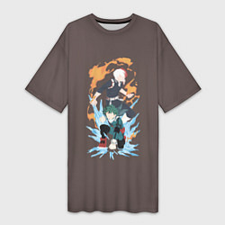Женская длинная футболка Deku & Shouto